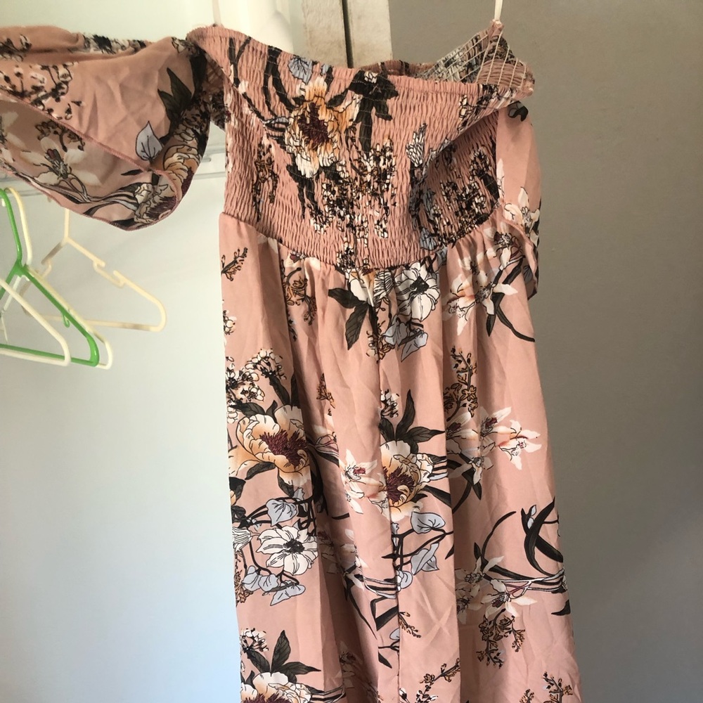 Pink flower midi dress